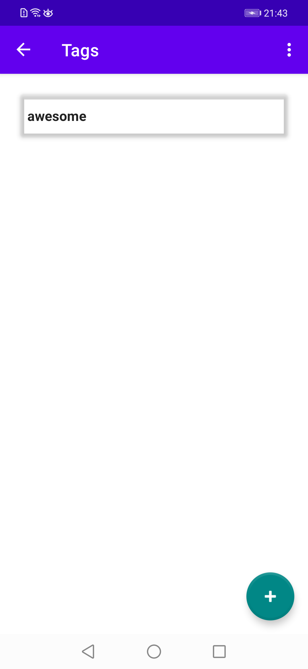 Tags list after adding a tag