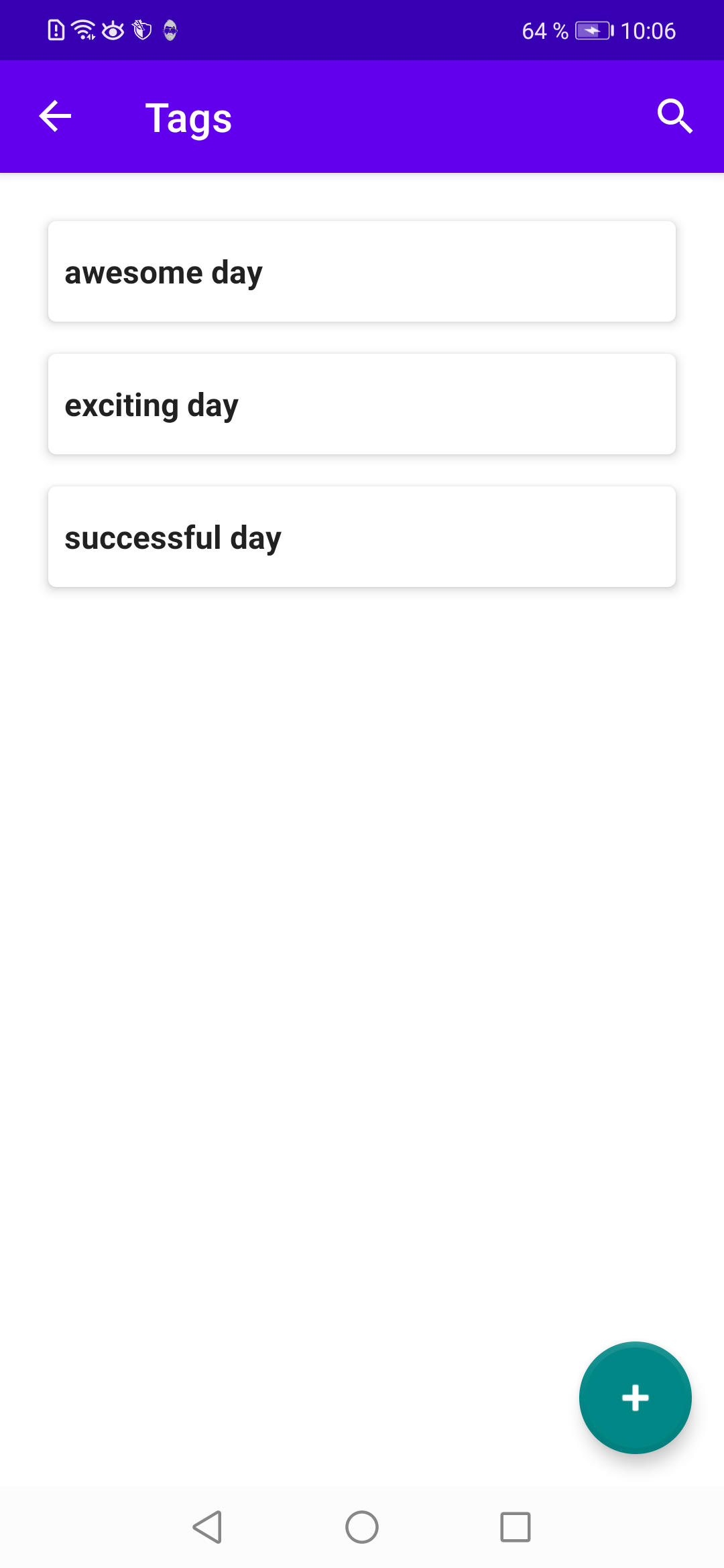 Tags list with magnifying glass